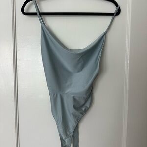 Elegant Light scoop neck Blue Bodysuit
